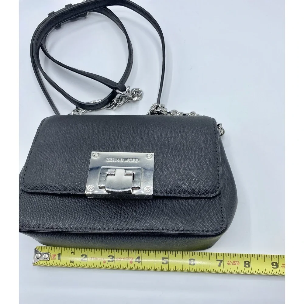 Michael Kors Tina Small Leather Clutch Crossbody Bag Black Designer Luxury Purse